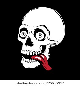 Vector hand drawn illustration of human skull . Colorful placard. Template for card, poster. banner, print for t-shirt, pin, badge, patch.