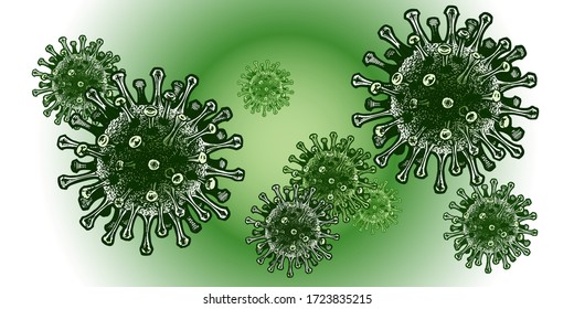 Vector hand drawn illustration of Influenza in vintage engraved style.