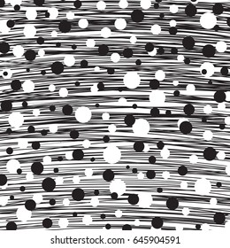Vector hand drawn illustration with ink texture. Hand drawn pencil textures with strips, dashes, drops. Charcoal black and white vector textures. Hand drawn graphic background, poster, card, postcard.