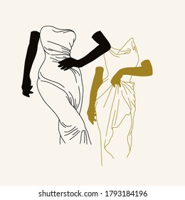 Vector hand drawn  illustration with invisible woman  isolated. Creative tattoo artwork. Template for card, poster, banner, print for t-shirt, pin, badge, patch.