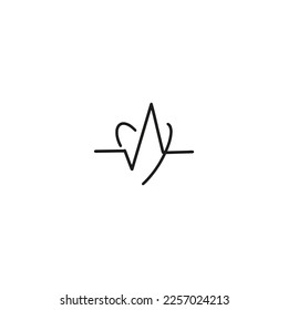 Ilustración dibujada a mano por vectores aislada en fondo blanco. frecuencia cardíaca