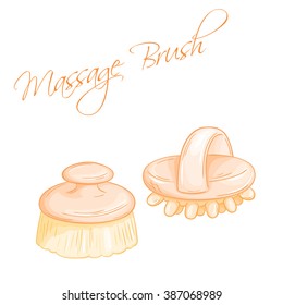 vector hand drawn illustration of isolated massage brushes.