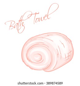 vector hand drawn illustration of isolated bath towel.