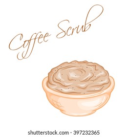 vector hand drawn illustration of isolated coffee body scrub.