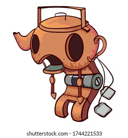 Vector hand- drawn illustration of kettleboy isolated on background