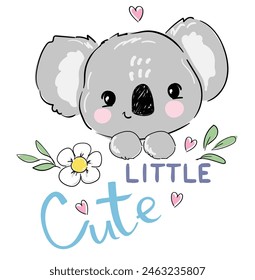 Vector hand drawn illustration koala isolated on a white background. Cute kids print