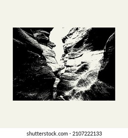 Vector hand drawn illustration of landscape.  Creative artwork. Template for card, poster, banner, print for t-shirt, pin, badge, patch.