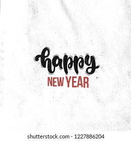 Vector hand drawn illustration. Lettering phrases Happy new year. Idea for poster, postcard.