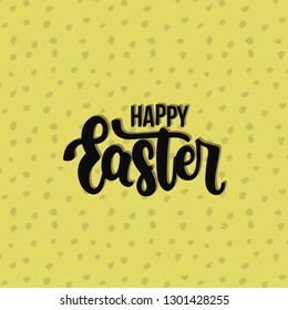 Vector hand drawn illustration. Lettering phrases Happy Easter. Idea for poster, postcard.