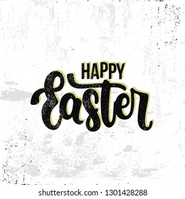 Vector hand drawn illustration. Lettering phrases Happy Easter. Idea for poster, postcard.