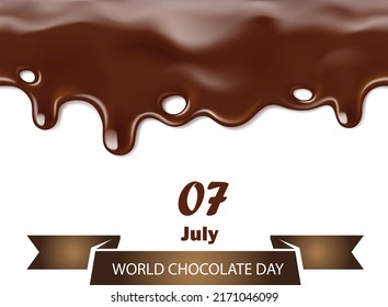 Ilustración dibujada a mano por vectores. Día Mundial del chocolate. Idea para afiche, postal. Afiche del 7 de julio