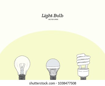 Vector hand drawn illustration of the light bulb 
