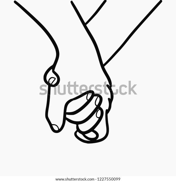 Vector Hand Drawn Illustration Lovers Holding Stock Vector (Royalty ...
