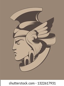 Vector hand drawn illustration of man's head made in art deco style isolated. Creative tattoo artwork. Template for card, poster. banner, print for t-shirt, pin, badge, patch.