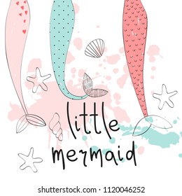 Vector hand drawn illustration of a mermaid