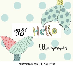 Vector hand drawn illustration with mermaid's tail