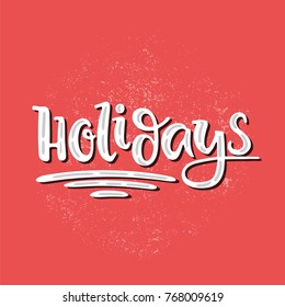 Vector hand drawn illustration. Merry christmas, xmas, holidays. Lettering.