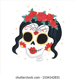 Vector hand drawn illustration of Mexican holiday "Day of the Dead". 