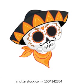 Vector hand drawn illustration of Mexican holiday "Day of the Dead". 