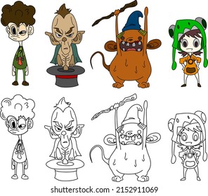 Vector hand drawn illustration of monsters