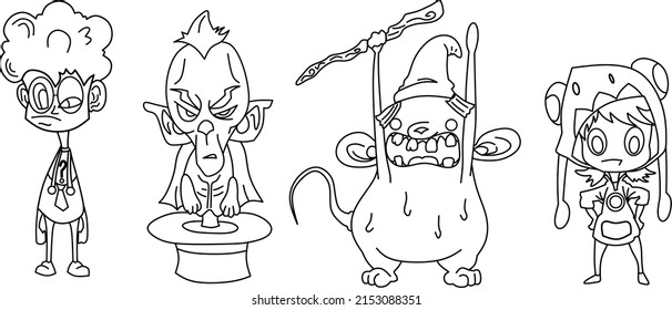 Vector hand drawn illustration of monsters