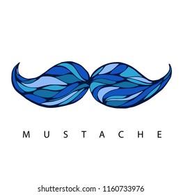 Vector Hand drawn illustration with mustache. Men's Cancer awareness month, Dad day