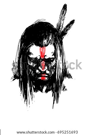 vector hand drawn illustration native american stock vector royalty