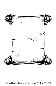Vector hand drawn illustration of old scrolls in vintage engraved style. isolated on white background.