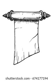 Vector hand drawn illustration of old scrolls in vintage engraved style. isolated on white background.