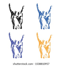 Vector hand drawn illustration on the theme of cool gestures, rock music and modern sub culture