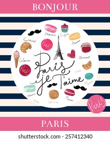 Vector hand drawn illustration with Paris symbol