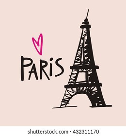 Vector hand drawn illustration. Paris