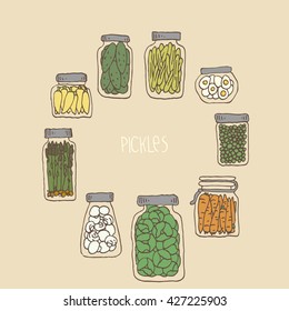 Vector hand drawn illustration of the pickles