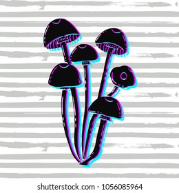 Vector hand drawn illustration. Postcard, poster with the mushrooms.