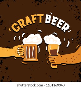 Vector hand drawn illustration. Poster for the bar. Craft beer.