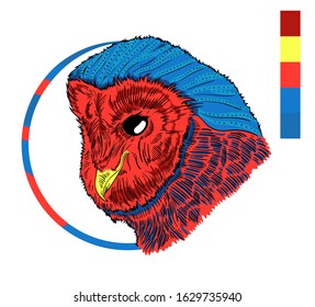 Vector hand drawn illustration of red bird isolated on white background