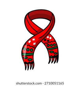 Ilustração desenhada à mão do vetor de um lenço de Natal vermelho em um fundo branco