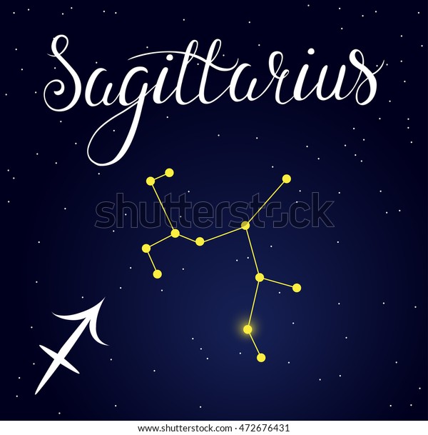 Vector Hand Drawn Illustration Sagittarius Lettering Stock Vector Royalty Free 472676431 2785