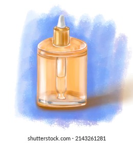 Vector hand drawn illustration of serum jar with pipette