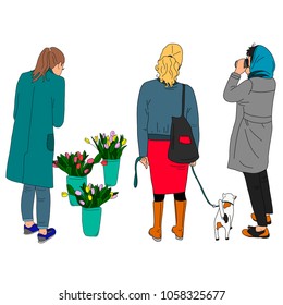 Vector hand drawn illustration set people