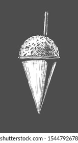 Vector hand drawn illustration of Shave ice in vintage engraved style. 