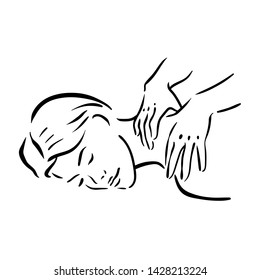 Vector hand drawn illustration of spa face massage for woman on white background
