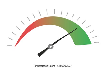 Vector hand drawn illustration of speedometer. Colored flat style.