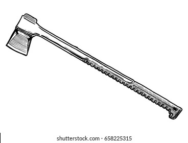 Vector hand drawn illustration of splitting maul  in vintage engraved style. isolated on white background. Side view.