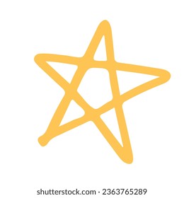 Vector hand drawn illustration of star in doodle style.