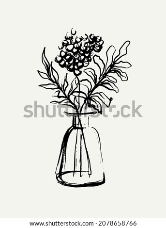 Vector hand drawn illustration of still life  with floral elements . Creative artwork. Template for card, poster, banner, print for t-shirt, pin, badge, patch.