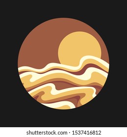 Vector hand drawn illustration of stylised landscape isolated. Creative artwork.Template for card, poster, banner, print for t-shirt, pin, badge, patch.