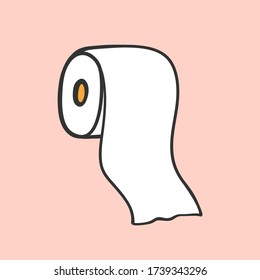 Vector Hand drawn Illustration of toilet paper roll.
