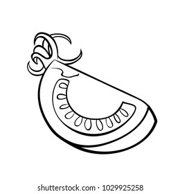 Vector hand drawn illustration of a tomato. Outline doodle icon. Food sketch for print, web, mobile and infographics. Isolated on white background element.