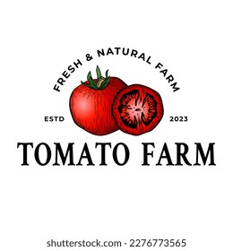 Ilustración de tomates dibujada a mano por vectores en la técnica de grabado